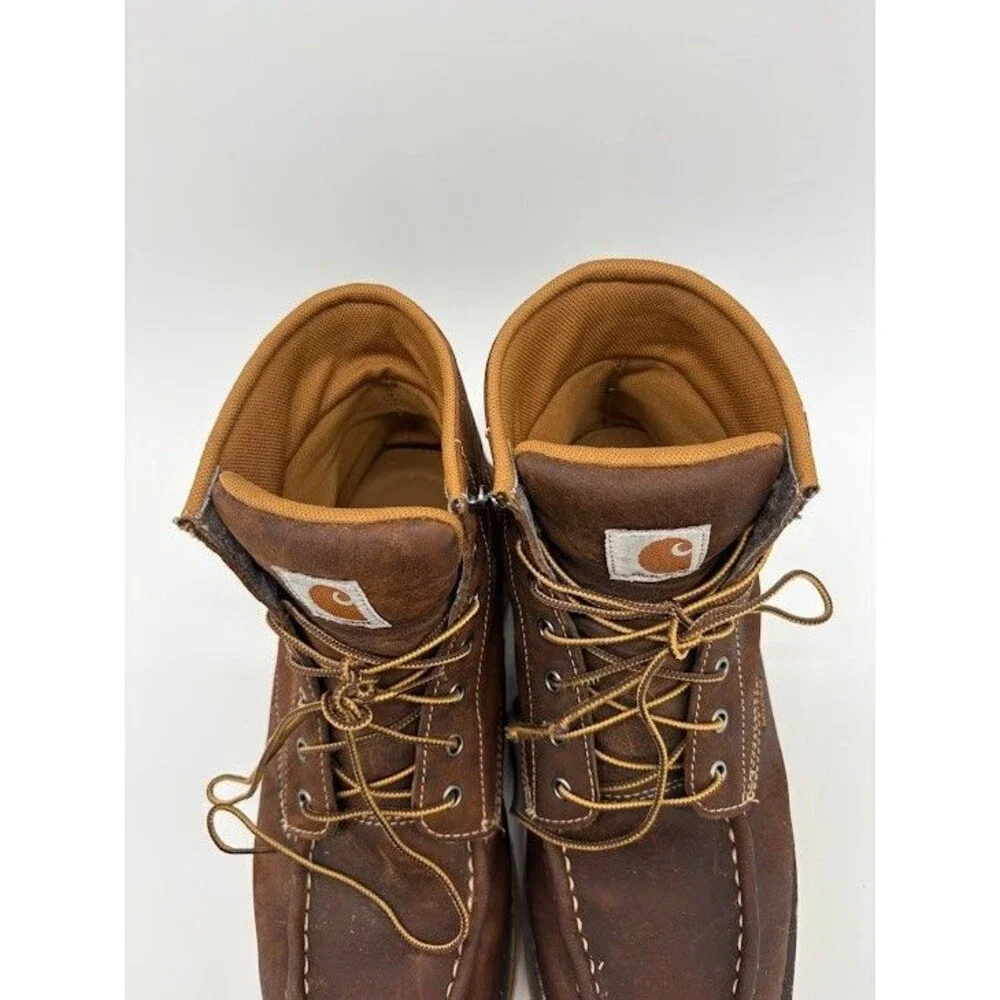 Men Sz 11.5 Carhartt CMW6295 Waterproof Steel Toe Wedge Work Boots Brown Leather